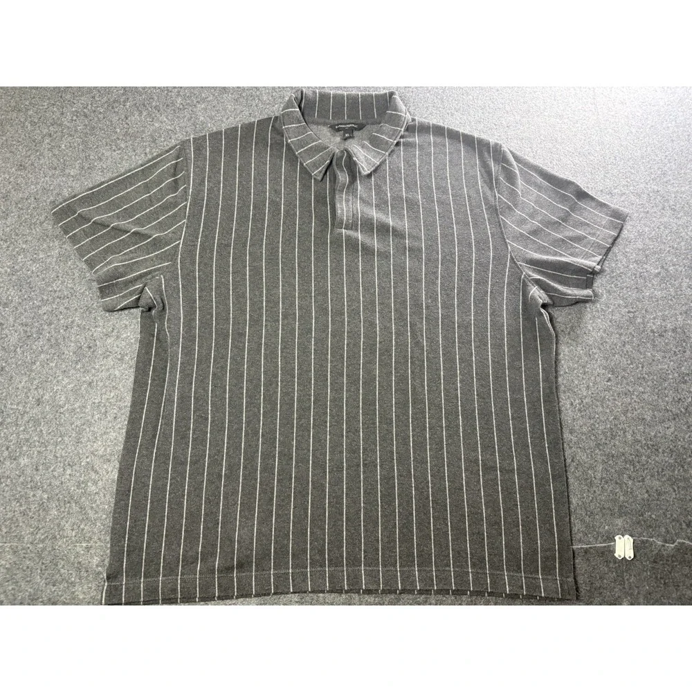 Banana‎ Republic Men's XL Gray Pinstripe Short Sleeve Polo Shirt